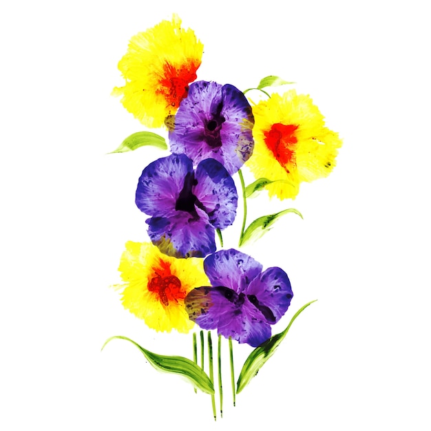 Vector watercolor floral set