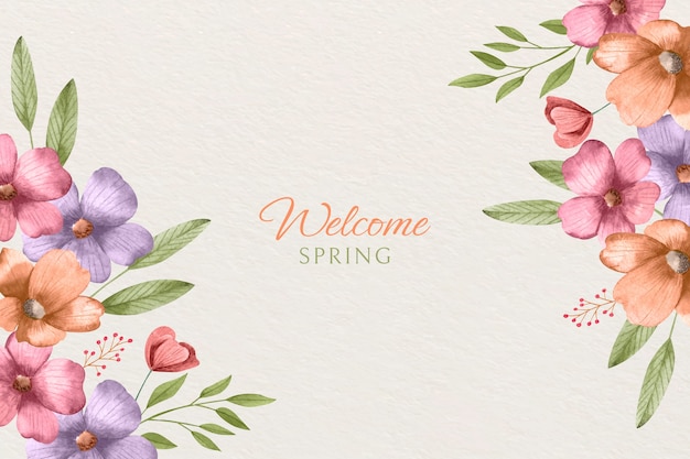 Vector watercolor floral spring background