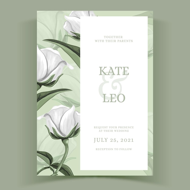 Vector watercolor floral template for wedding invite