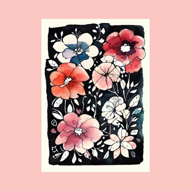 ビクトリア朝の花の水彩画