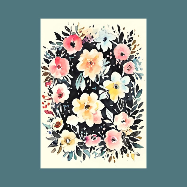 Watercolor Floral Victorian Painting