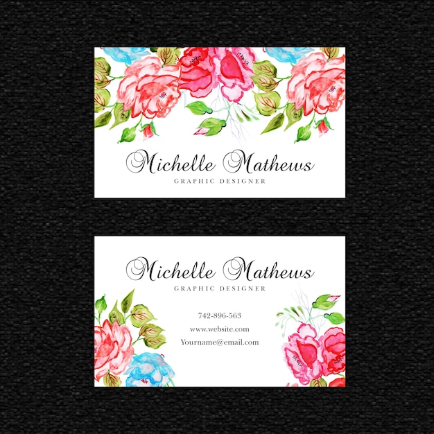 Watercolor Floral Visiting Card Template