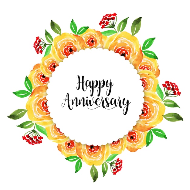 Premium Vector | Watercolor floral wedding anniversary frame