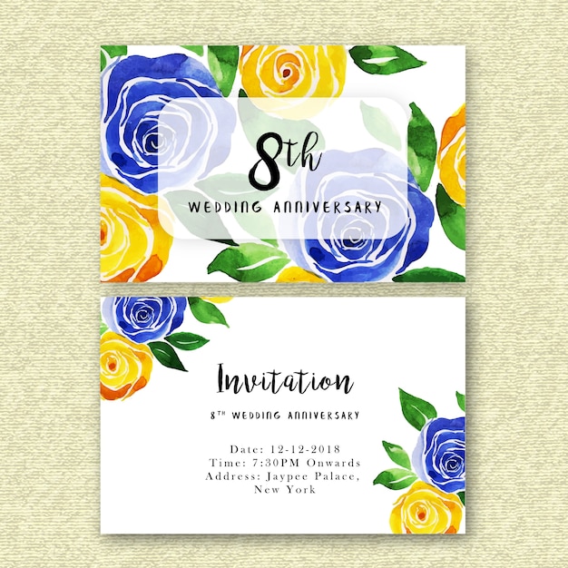 Watercolor Floral Wedding Anniversary Invitation