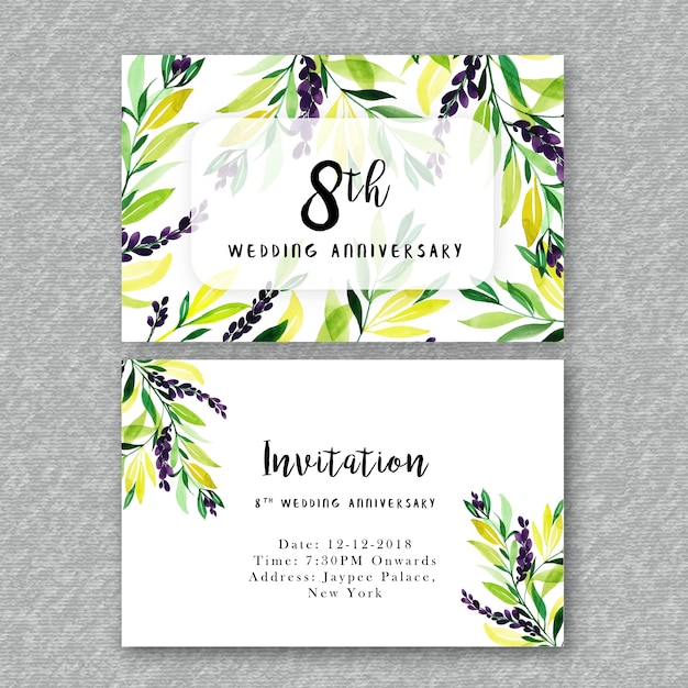 Watercolor floral wedding anniversary invitation