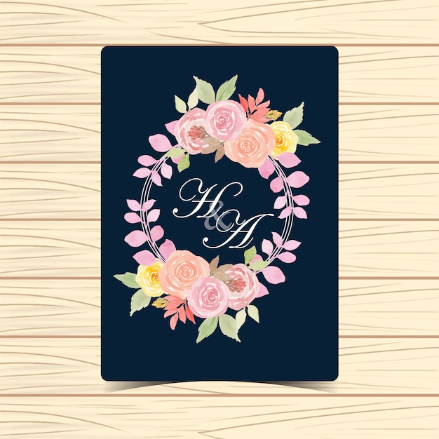 Watercolor floral wedding badge