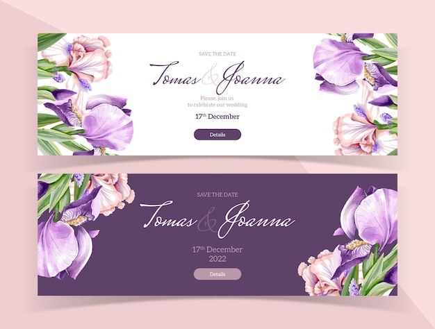 Вектор Акварельный цветочный дизайн свадебного баннера