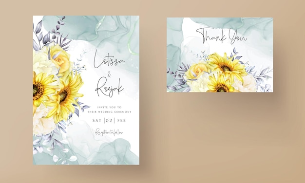 Watercolor floral wedding card set