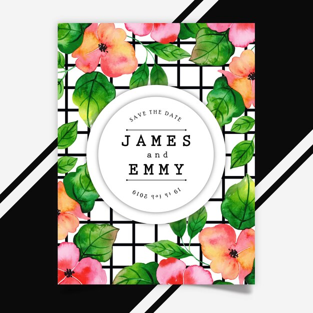 Vector watercolor floral wedding card