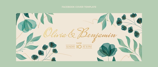 Watercolor floral wedding facebook cover