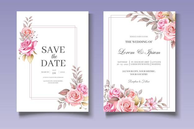 Watercolor Floral Wedding Invitation Card Set