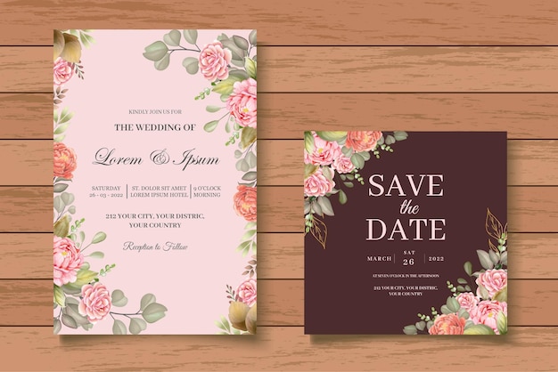 Watercolor Floral Wedding Invitation Card Set