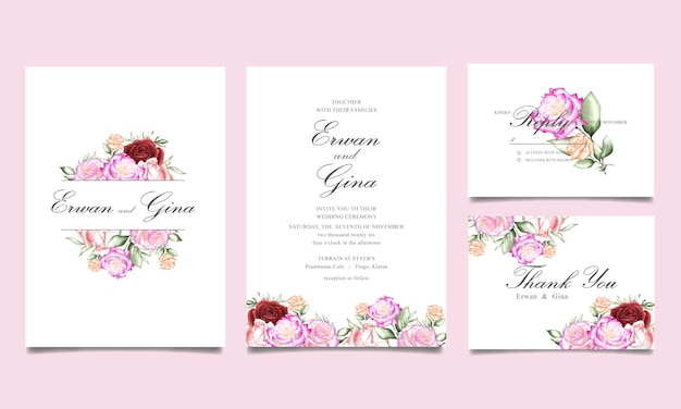 watercolor floral wedding invitation card template