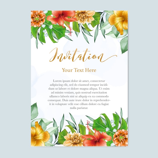 watercolor floral wedding invitation card template