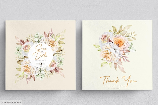 Watercolor floral wedding invitation card template