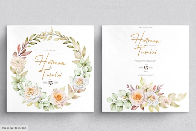 Watercolor floral wedding invitation card template