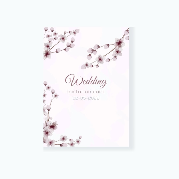 Vector watercolor floral wedding invitation card template