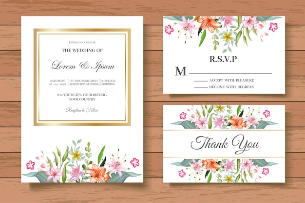 Watercolor Floral Wedding Invitation Card Template