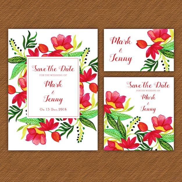 Watercolor Floral Wedding Invitation Card