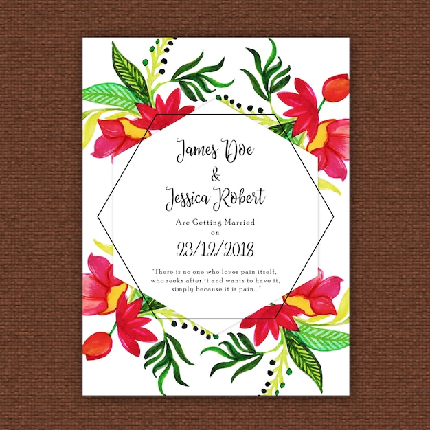 Watercolor Floral Wedding Invitation Card