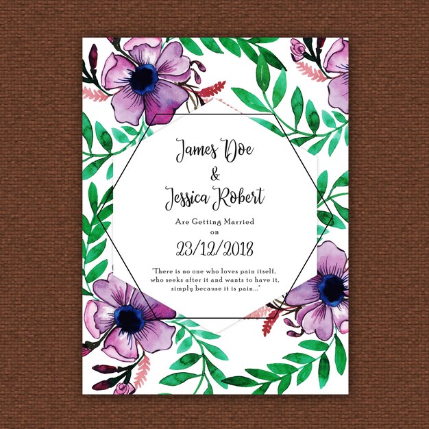 Watercolor Floral Wedding Invitation Card