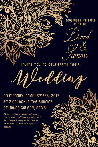 Watercolor floral wedding invitation card