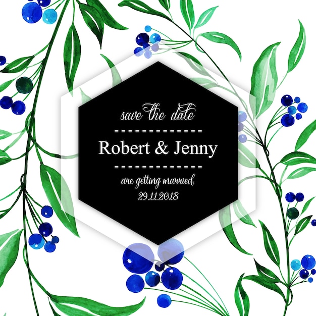 Watercolor Floral Wedding Invitation Card