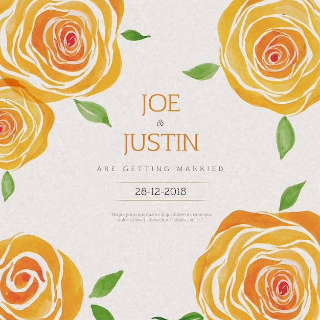 Watercolor Floral Wedding Invitation Card