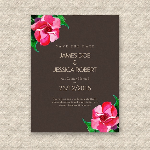 Watercolor floral wedding invitation card