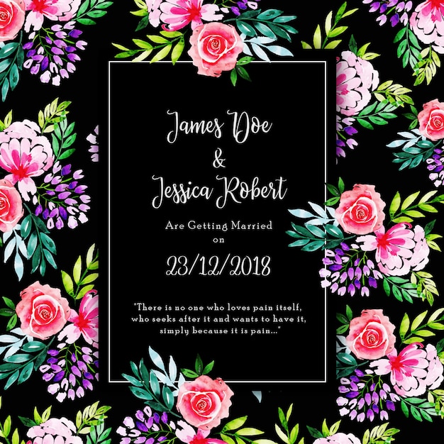 Watercolor Floral Wedding Invitation Card