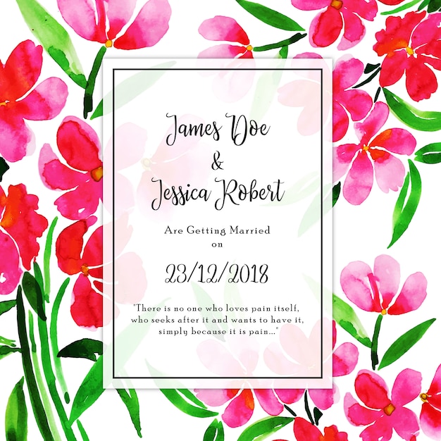 Watercolor Floral Wedding Invitation Card