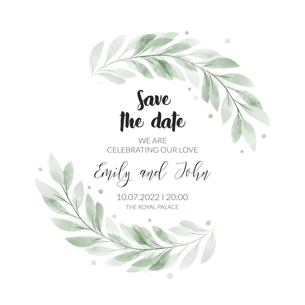 Vector watercolor floral wedding invitation card