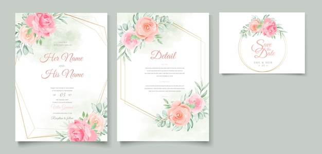 Watercolor floral wedding invitation card