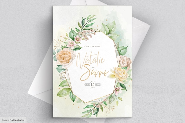 Watercolor floral wedding invitation card