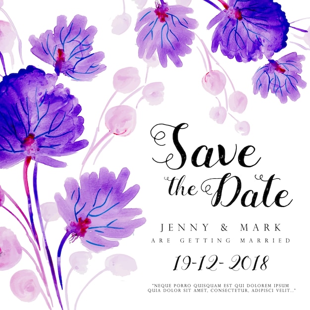 Watercolor floral wedding invitation card