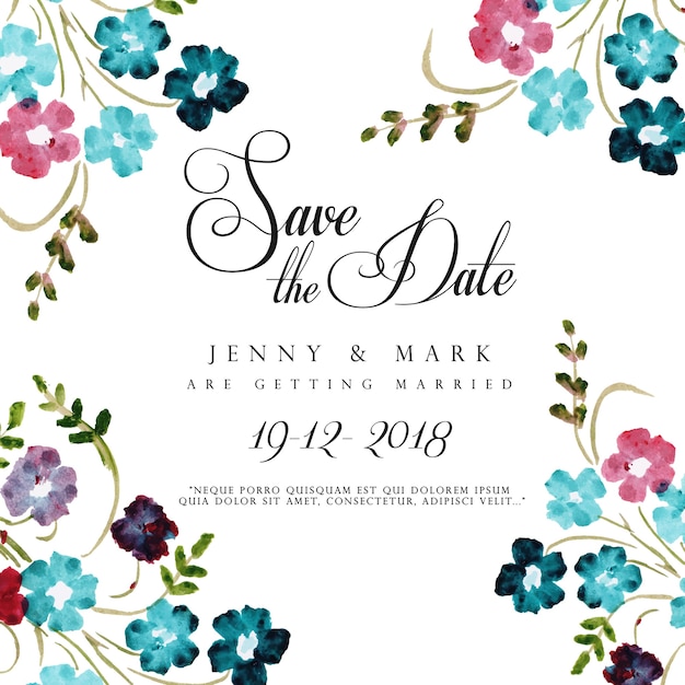 Watercolor floral wedding invitation card