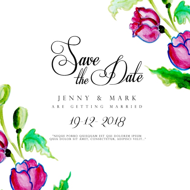 Watercolor floral wedding invitation card