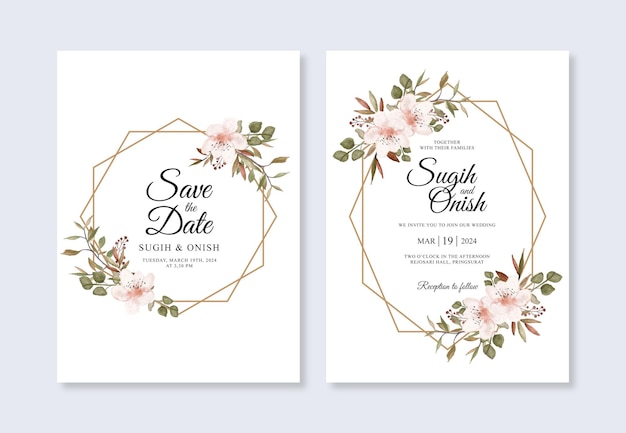 Watercolor floral for wedding invitation template