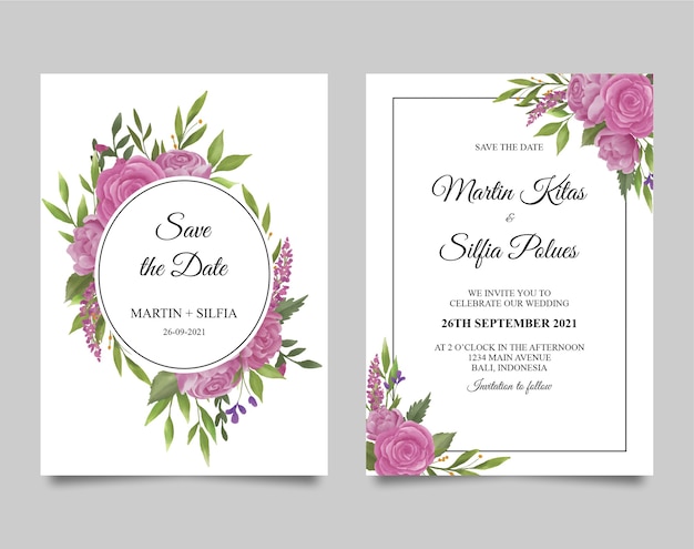 watercolor floral wedding invitation template
