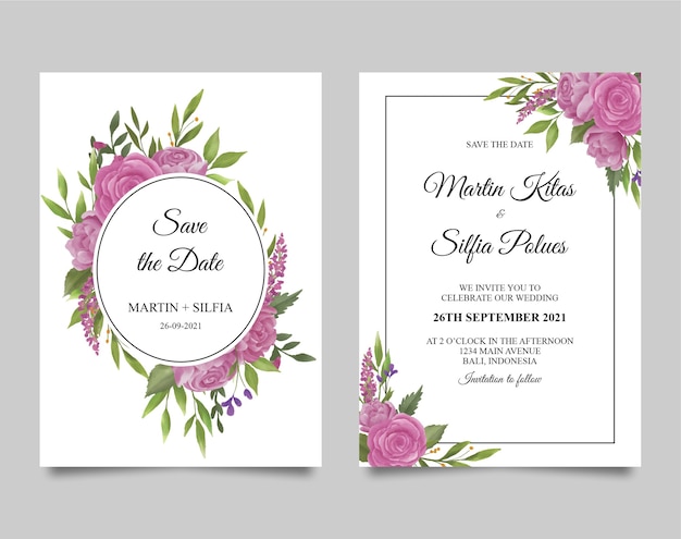 Premium Vector | Watercolor floral wedding invitation template