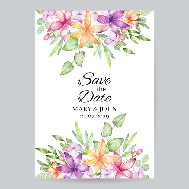 Watercolor floral wedding invitation