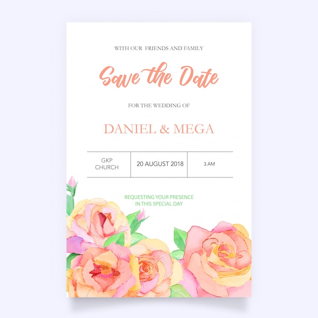 Watercolor floral wedding invitation