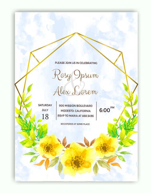 Watercolor Floral Wedding Invitation.