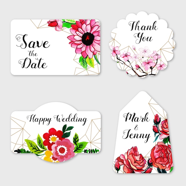 Watercolor Floral Wedding Label Collection