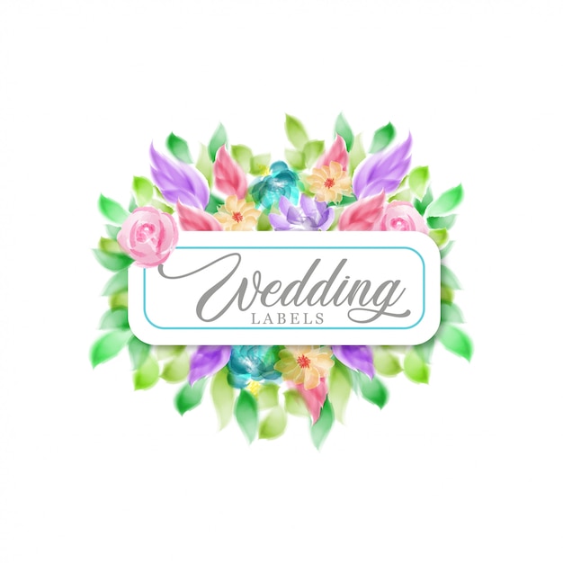 Watercolor floral wedding label