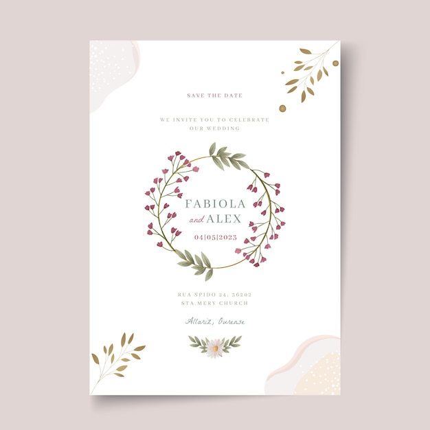 Watercolor floral wedding poster design