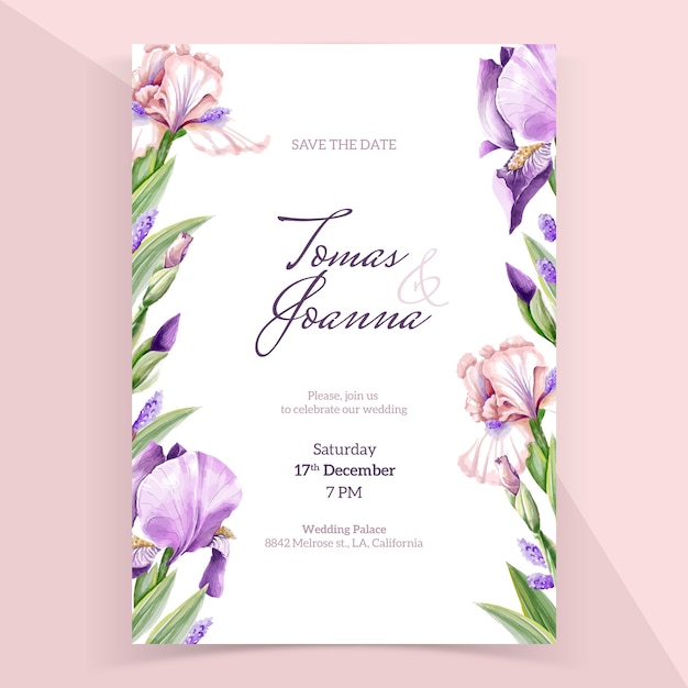 Vector watercolor floral wedding poster design