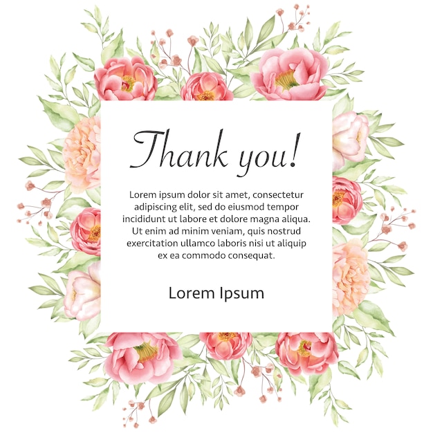 watercolor floral wedding thank you card frame