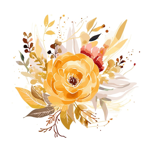 Watercolor floral with gold color