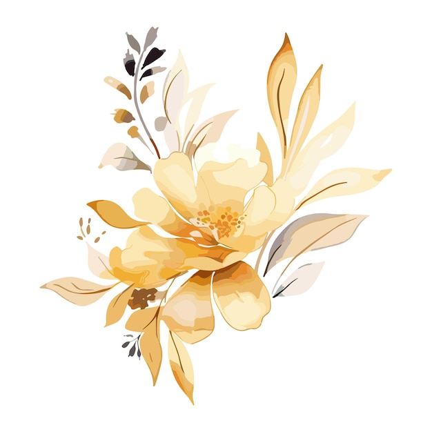 Watercolor floral with gold color